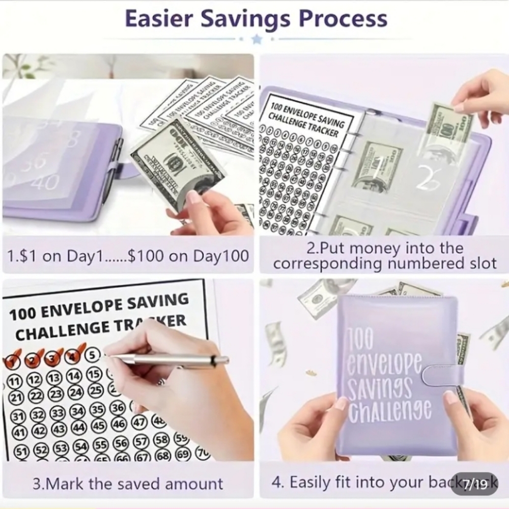 Budget Planner 100 Envelope Savings Challenge Binder - Dark Green - Picture 7 of 8